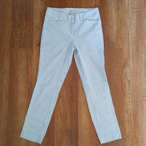 Skynny Crop Ankle Pants Striped White Gray